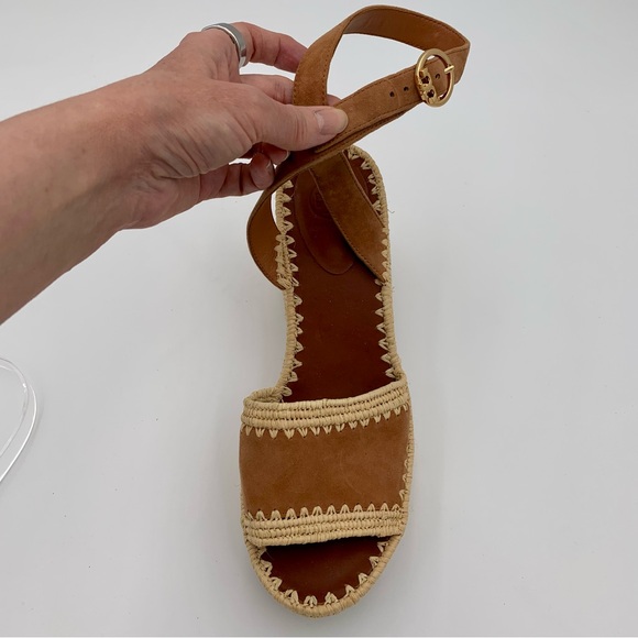Tory Burch Adrianne Suede Sandals Espadrille Women Sz 10 Platform Tan Brown Boho - Picture 3 of 11